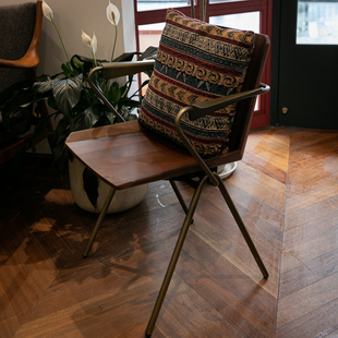 ZAKKA咖啡店椅子 北美黑胡桃纯实木70s现代轻奢工业风高品质餐椅