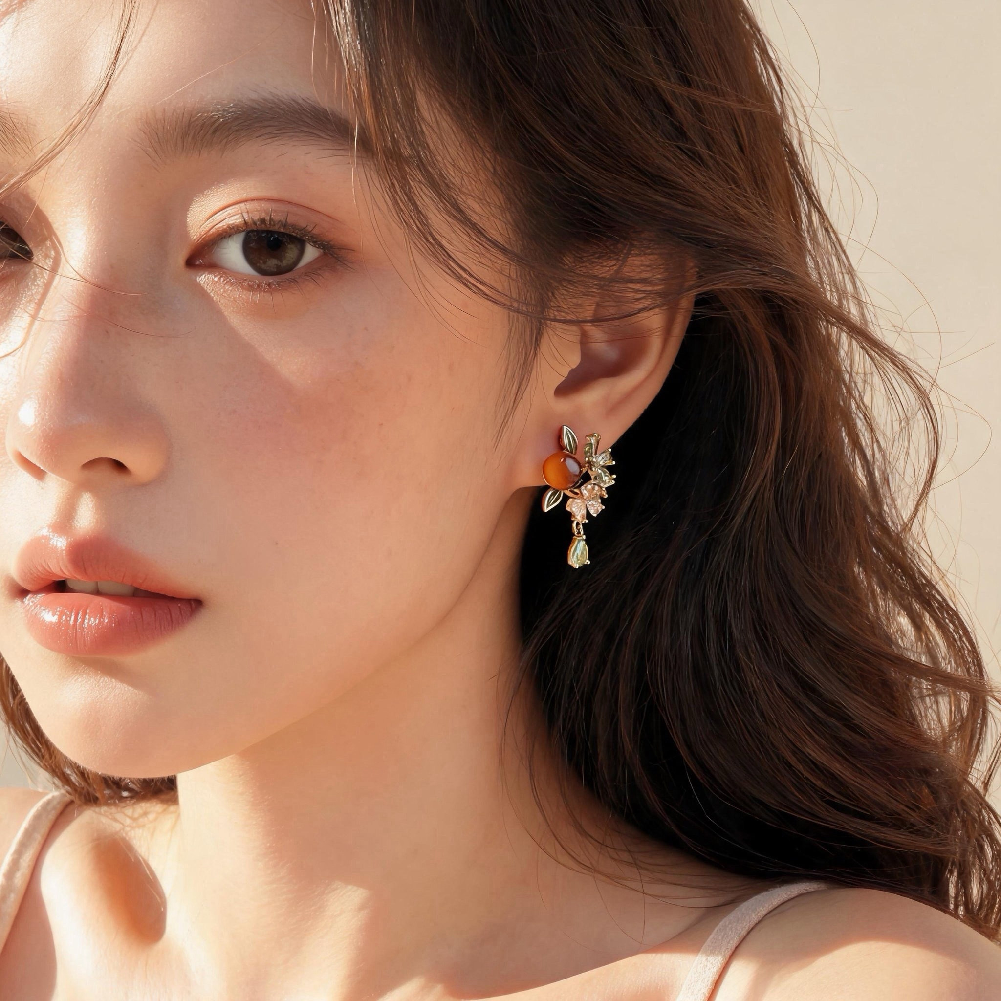 柿柿如意新中式柿子流苏耳环女