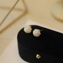 复古绣球耳环2025年新款 精致合成锆石人造珍珠耳钉女简约小巧 爆款