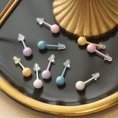 彩色陶瓷养耳洞耳钉女简约甜美可爱少女耳饰睡觉免摘全瓷耳棒新款