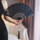新中式 复古黑色蕾丝折扇洛丽塔气泡折叠扇子古风流苏吊坠拍照便携