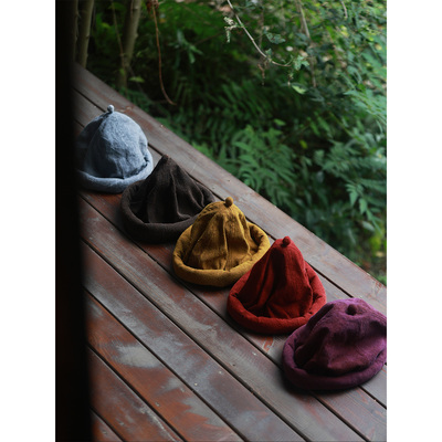 柞蚕丝中性复古帽子小众个性