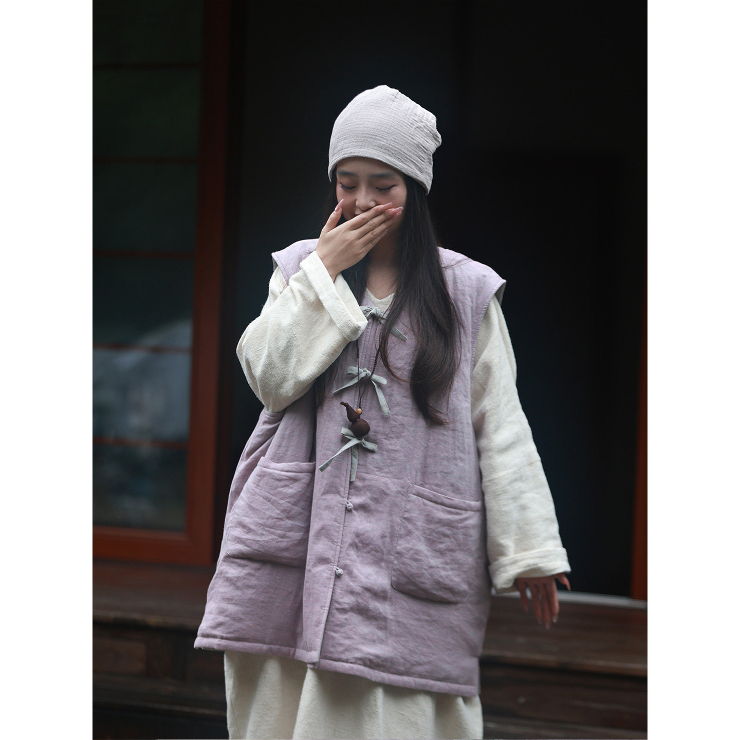 香芋/听花香 生态色织汉麻夹棉双面穿马甲 保暖文艺绑带开衫门襟,女装/女士精品,马夹,淘宝优惠券,粉丝福利购,淘宝优惠卷