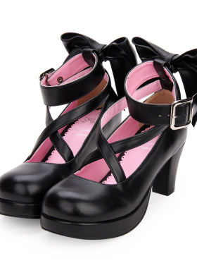 大促提前购LOLITA鞋小圆洛丽塔洋装蝴蝶结高跟公主女仆鞋女8280