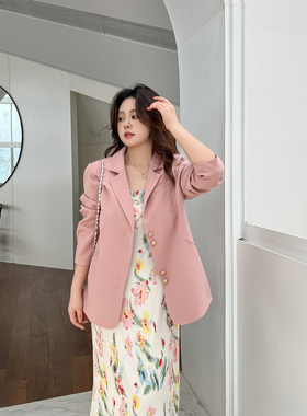 大码百分百女装微胖mm2024新款显瘦韩版通勤西服高级西装外套