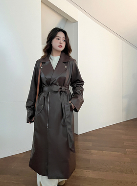 大码百分百/2024春季新款女装胖mm显瘦高级感中长机车皮衣外套女