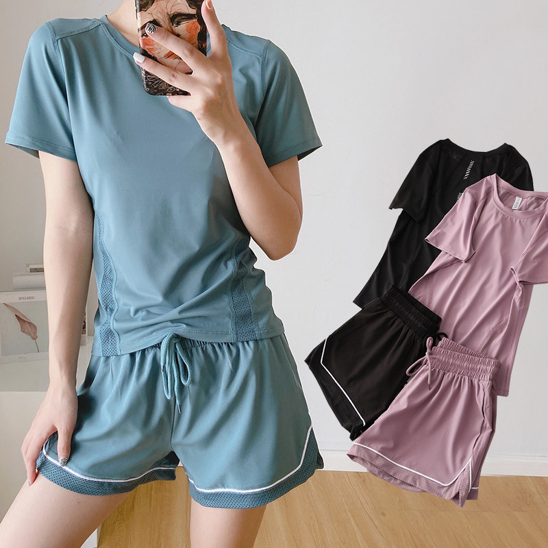 女装夏新网眼镂空运动短袖t恤 休闲短裤女套装潮