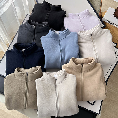 加厚羊羔绒保暖立领夹克男女外套