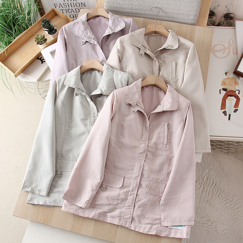 立领防泼水防风拉链夹克外套女