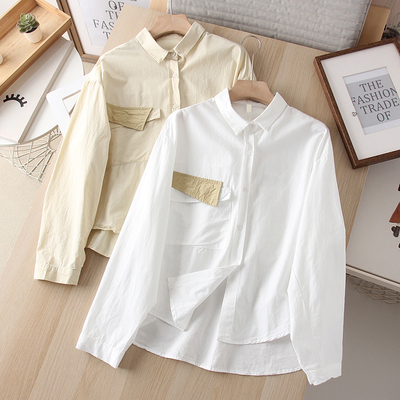 设计感撞色口袋叠穿上衣长袖衬衫