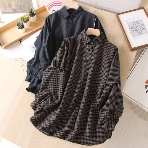 宽松加大版型格子衬衫