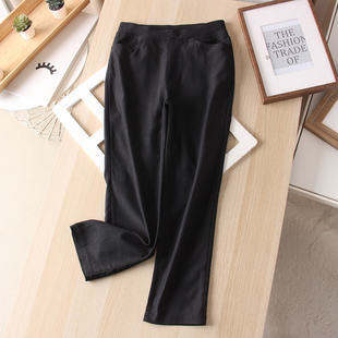 烟管小黑裤 日单 显瘦外穿直筒裤 女夏2025新款 高腰百搭弹力休闲裤