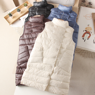 女棉背心马甲马夹 双排扣保暖 24新品 立领正反立领双面两穿中长款