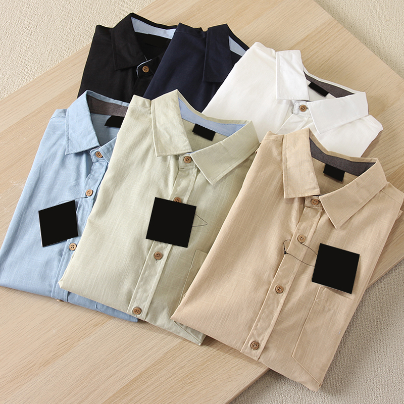 轻薄透气仿亚麻纯色衬衫