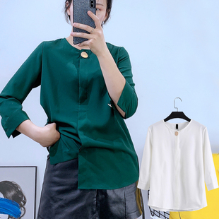 OL百搭衬衫春装潮流约会仙女韩风小中古洋气衬衫欧货潮时髦不易皱