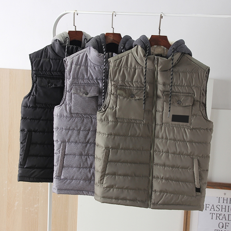 男士美式复古连帽棉马甲坎肩