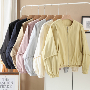 韩系2025新款圆领宽松休闲百搭洋气小个子短外套上衣夹克女棒球服