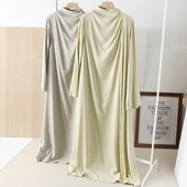 走意大利 长裙 大码 20亚麻松弛老钱风宽松百搭廓形长袖 连衣裙女装