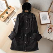 风衣户外休闲外套女装 荷兰单 可拆卸连帽收腰中长款 气质显瘦上衣