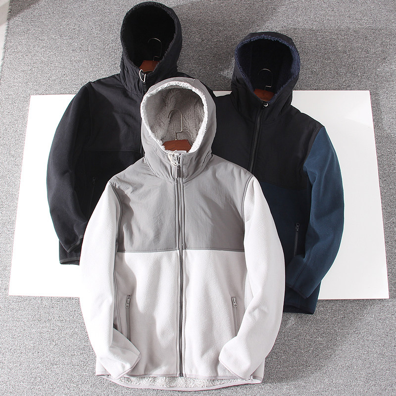 秋冬款 男女同款设计感拼接防风连帽摇粒绒外套 保暖夹克卫衣外套,男装,夹克,淘宝优惠券,粉丝福利购,淘宝优惠卷