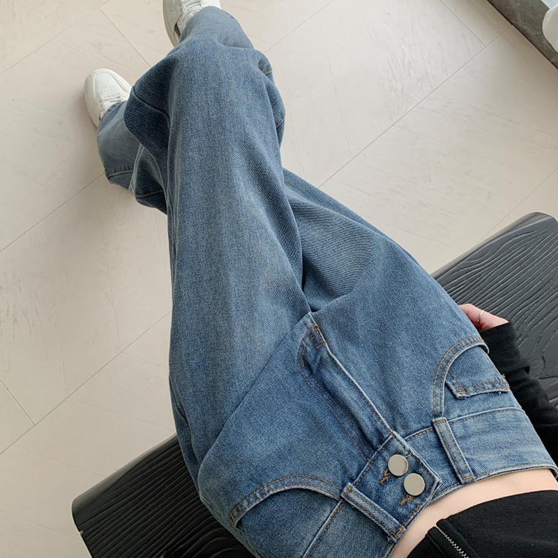 阔腿裤长裤直筒高腰显瘦牛仔裤