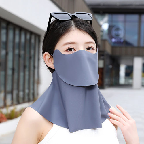 防晒面罩女全脸护颈防紫外线夏季冰丝全防护开口透气遮阳大口罩男