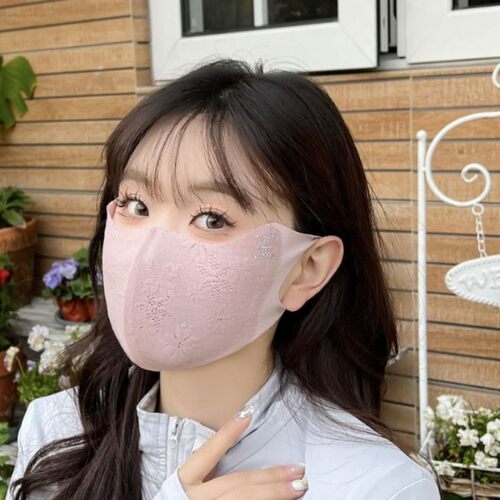 优雅气质蕾丝防晒口罩护眼角口罩防紫外线冰丝立体夏季防护面罩薄
