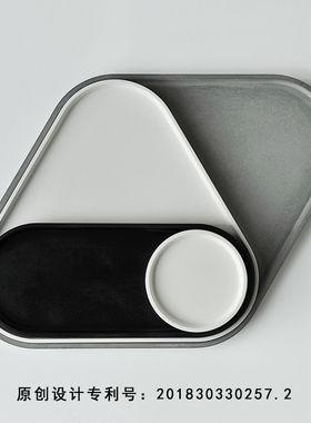 MOY ILIVING水泥几何托盘香薰卫生间洗漱口杯洗手台收纳装饰盘ins