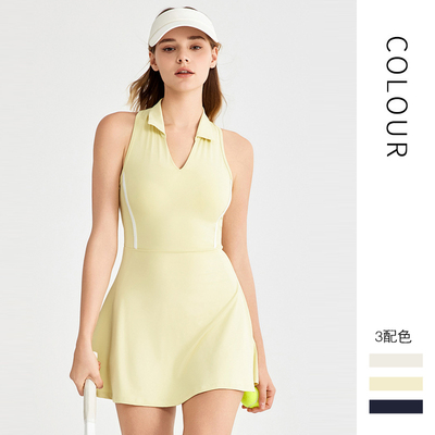 翻领连衣裙女夏带内衬网球裙