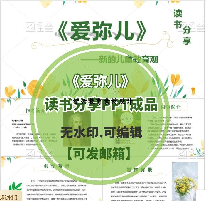 幼儿园教师读书分享ppt《爱弥儿》成品阅读后感心得笔记推荐交流