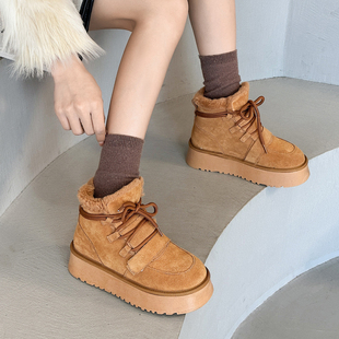 2025冬季新款加绒保暖雪地靴女款超高跟10cm加厚东北棉鞋休闲短靴