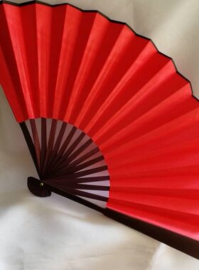 10寸空白青花瓷黄色折扇中国风
