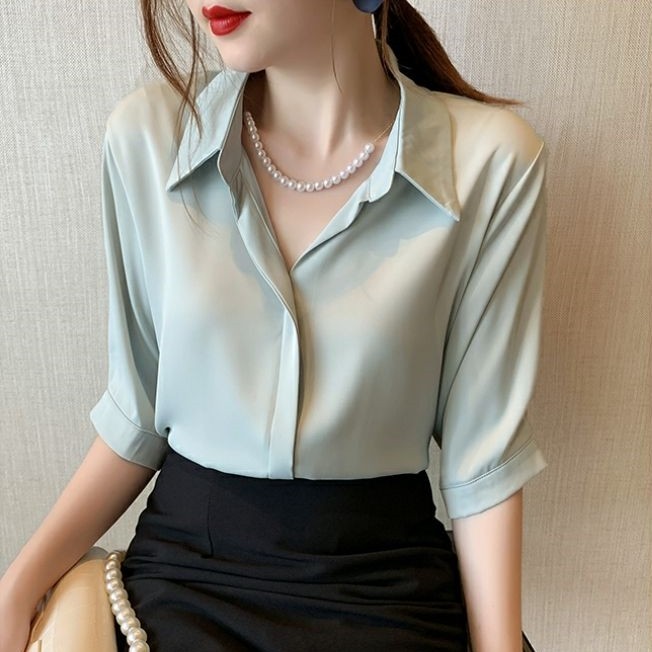 古蒂歌品牌-衬衫女夏季薄款短袖法式小众气质通勤衬衣高级感上衣