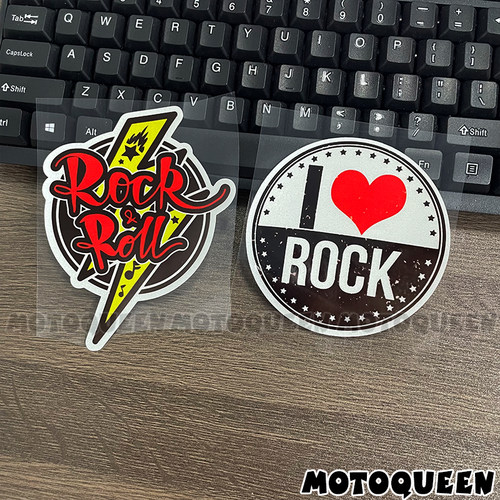 电动车贴画摩托车油箱挡风装饰吉他乐器我爱摇滚ROCK反光贴纸拉花