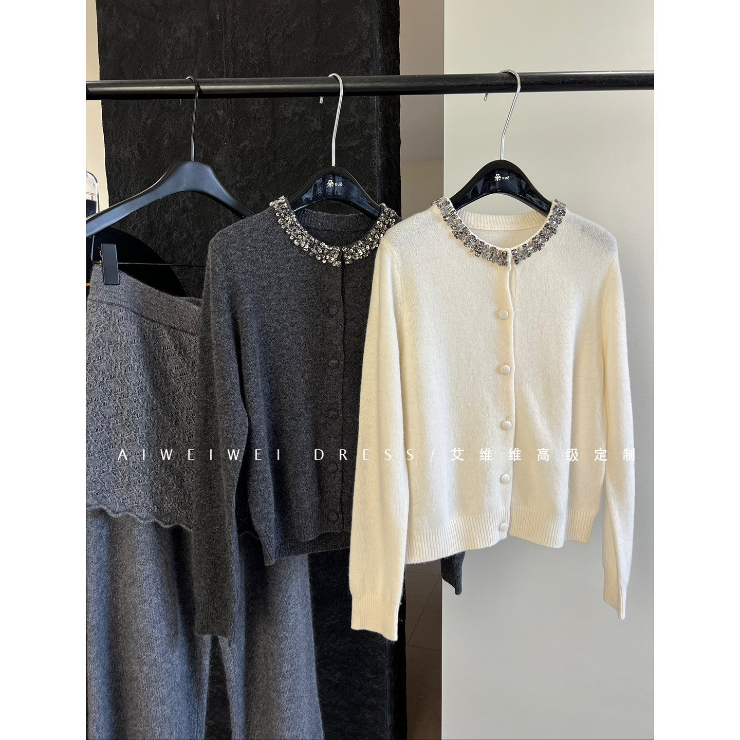 【100%澳毛】重工水钻钉珠领口 法式轻奢全羊毛衫打底单穿针织衫,女装/女士精品,毛衣,淘宝优惠券,粉丝福利购,淘宝优惠卷