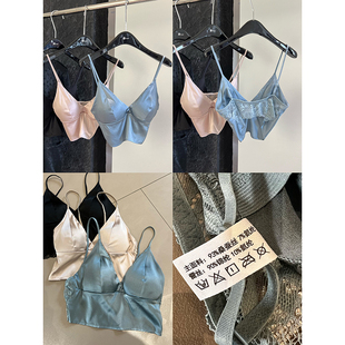 亲肤小性感V领胸垫吊带女 高端真丝桑蚕丝 轻奢四季 百搭美背