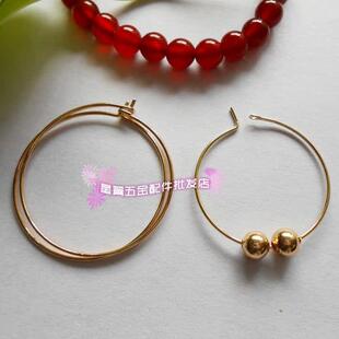 金色圆形圈圈耳钩 手工DIY饰品配件几何图形耳环耳饰金属材料