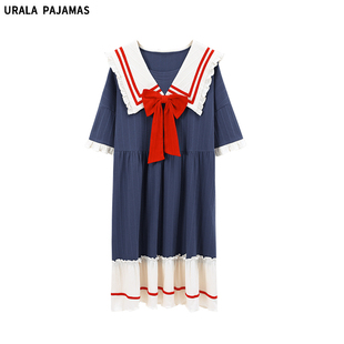 睡裙甜美家居服 Urala 宫廷风睡衣女夏季 pajamas法式 纯棉薄款 短袖