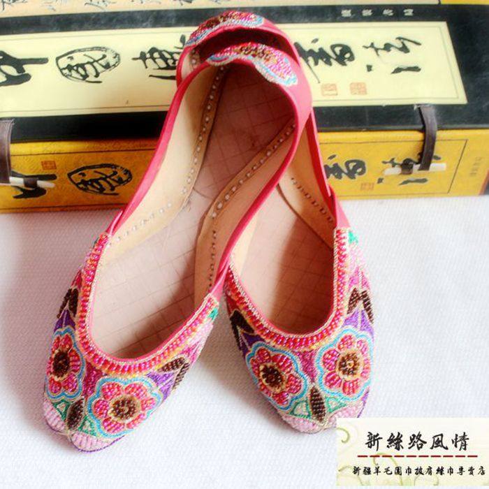 巴基斯坦手工鞋印度女鞋手工牛皮拖鞋阿拉伯女鞋平底真皮平跟单鞋