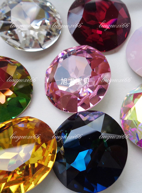 超精尖底圆形约27MM 水晶玻璃钻花式石首饰毛衣链镶钻包包鞋子钻