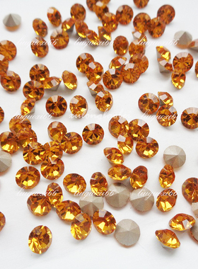 尖底捷克金黄色 美甲钻饰品耳环耳钉粘钻手工立体钻堆水钻 银色底