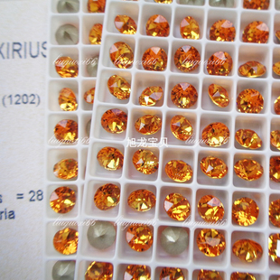 奥地利尖底圆形钻古风橙红1202 美甲光疗水钻新娘甲片镶嵌耳钉钻
