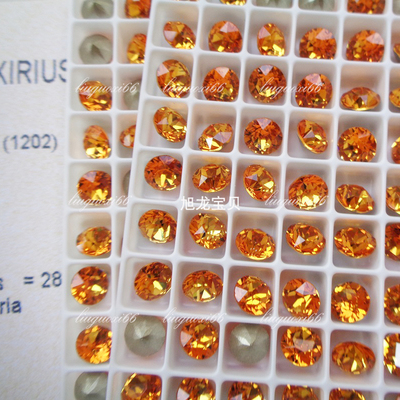 施家华子水钻尖底圆形橙红色1202