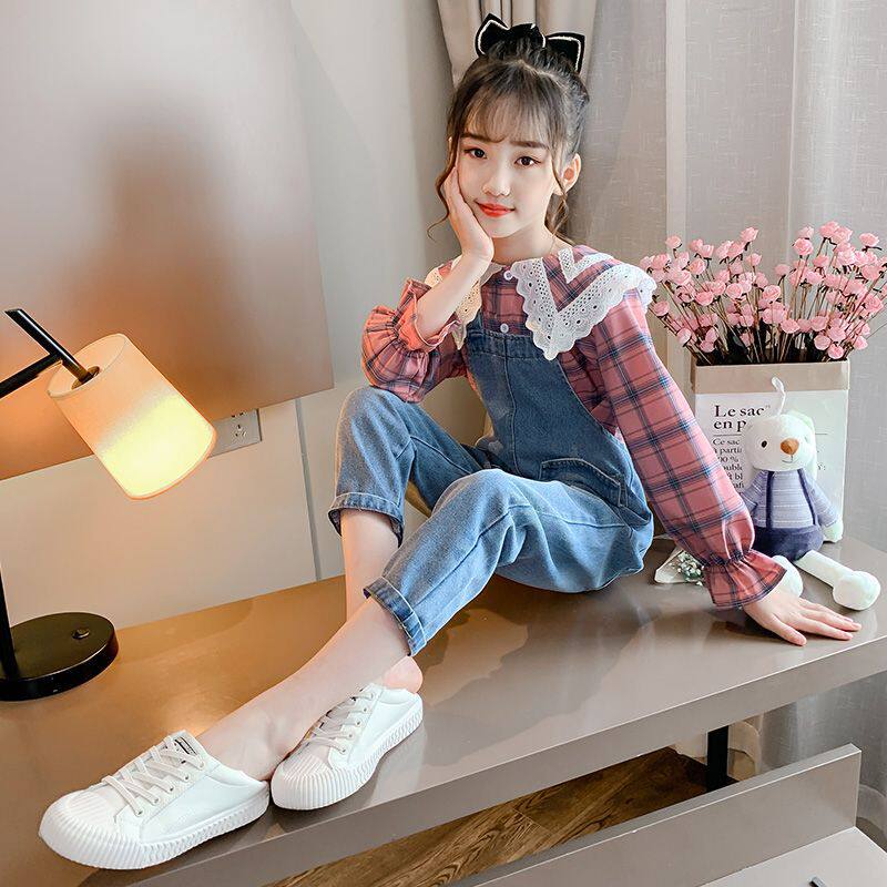 女童牛仔背带裤套装51