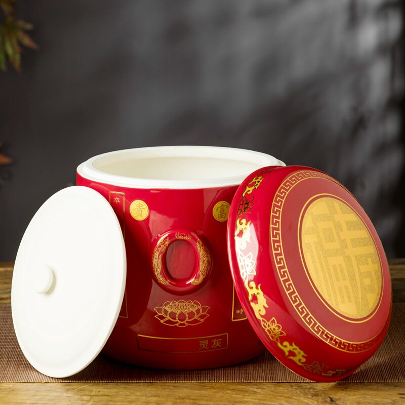 能插放照片骨灰罐骨灰坛陶瓷骨灰盅防潮带内盖相片框大小号骨灰盒