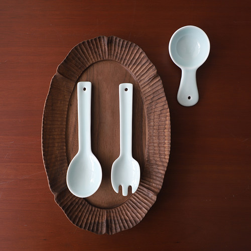 山水一间陶瓷调羹饭勺叉子