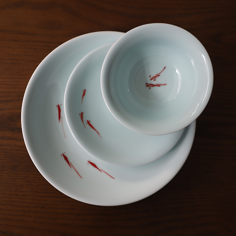 高颜值手绘釉下彩年年有余款餐具