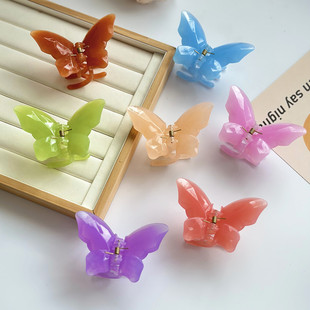 新款立体蝴蝶抓夹头饰发夹气质鲨鱼夹少女后脑勺爪夹中号盘头发抓