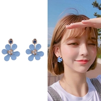 Свежие синие универсальные милые серьги из жемчуга, серебро 925 пробы, японские и корейские, в цветочек