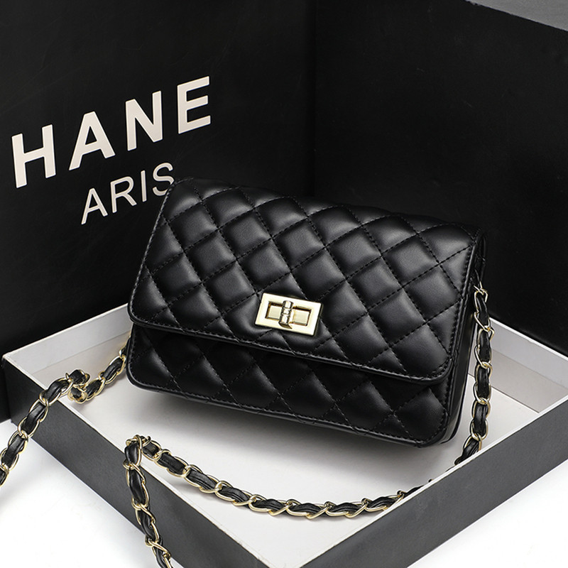 2026新款头层牛皮女包包简约时尚菱格链条包软真皮潮流单肩斜挎包